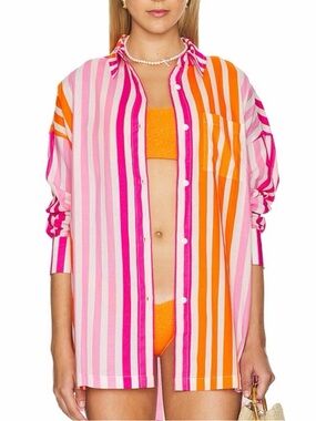 Beach Riot Pink, Fuchsia & Orange Striped Button-Down Shirt